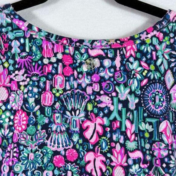 Lilly Pulitzer Luxletic Low Tide Navy Jewely Oden Top Shirt Size M Preppy Active - Picture 8 of 10